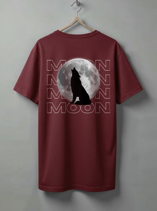 Moon Oversized T-Shirt – Black & Maroon