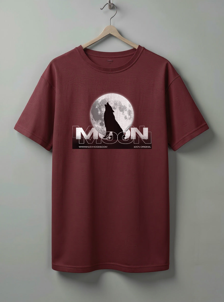 Moon Oversized T-Shirt – Black & Maroon