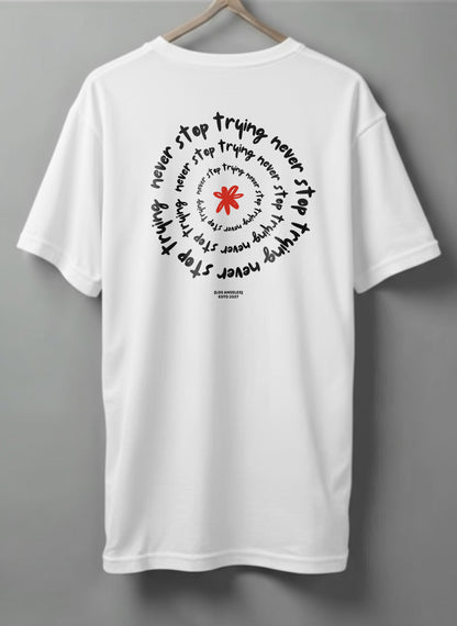 Never Stop Oversized T-Shirt – Black, White & Olive Green