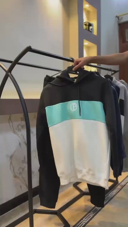 Men’s Black, Sea Green & White Color Tracksuit | Casual Slim Fit Sweat Outfit