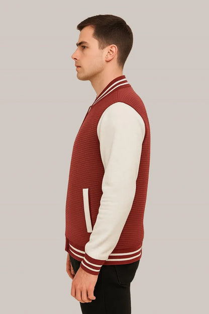 Baseball Jacket Line – Red & White, Bold Contrast with Classic Vibes