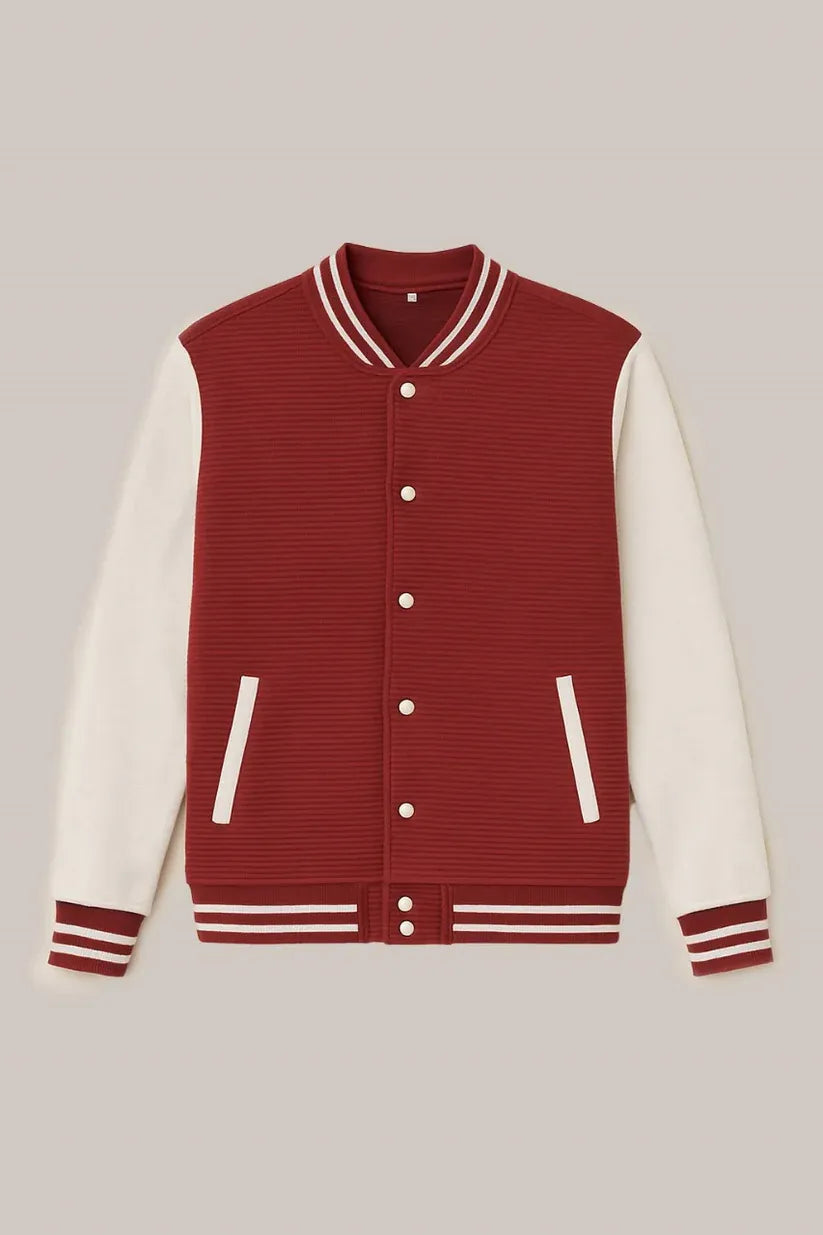 Baseball Jacket Line – Red & White, Bold Contrast with Classic Vibes