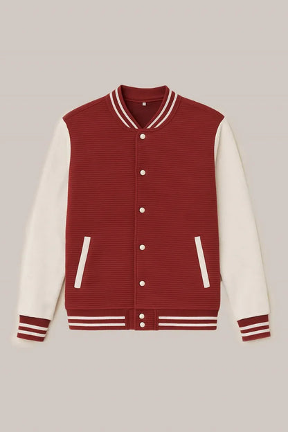 Baseball Jacket Line – Red & White, Bold Contrast with Classic Vibes