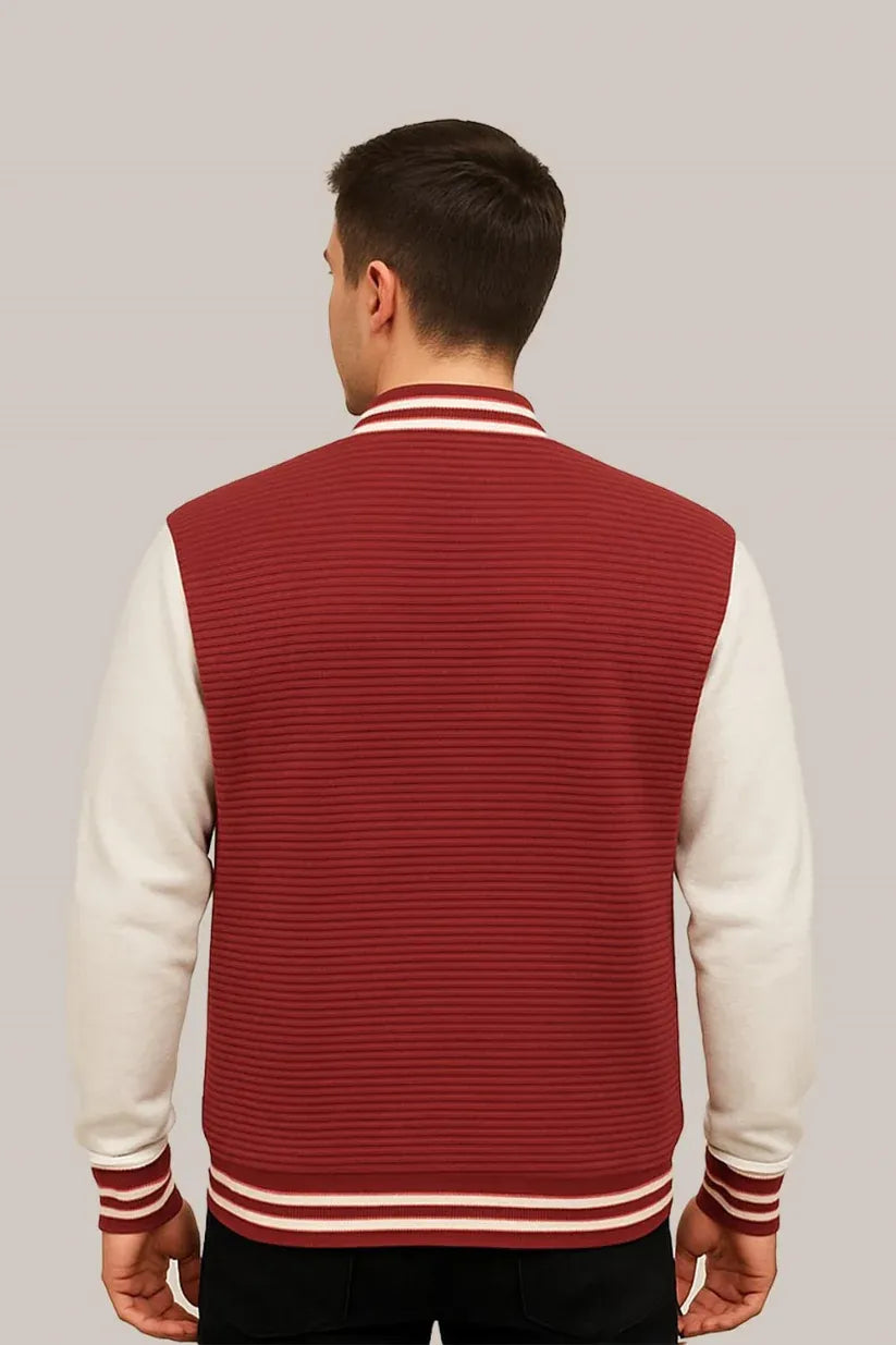 Baseball Jacket Line – Red & White, Bold Contrast with Classic Vibes
