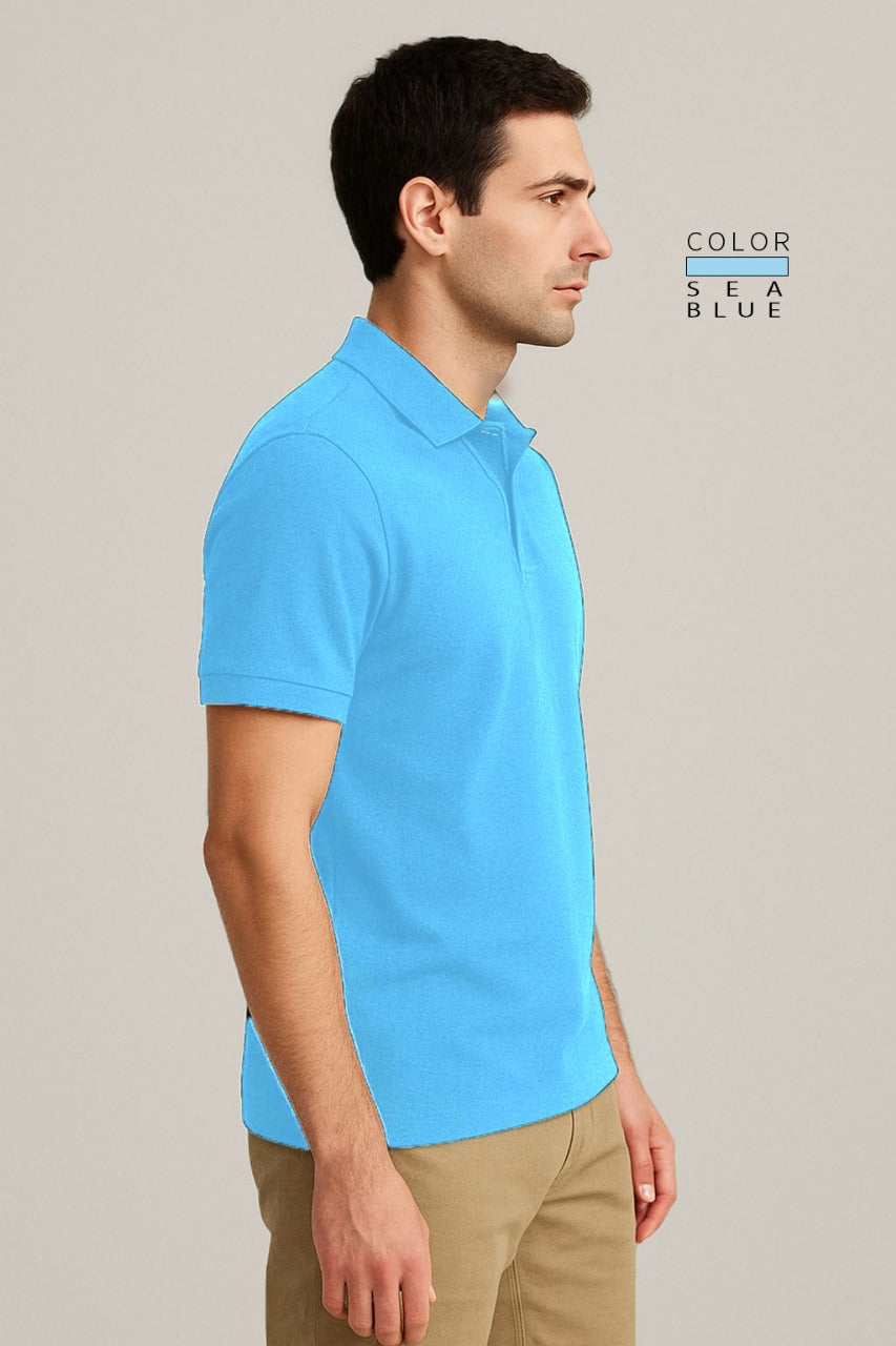 POLO TEE - SEA BLUE