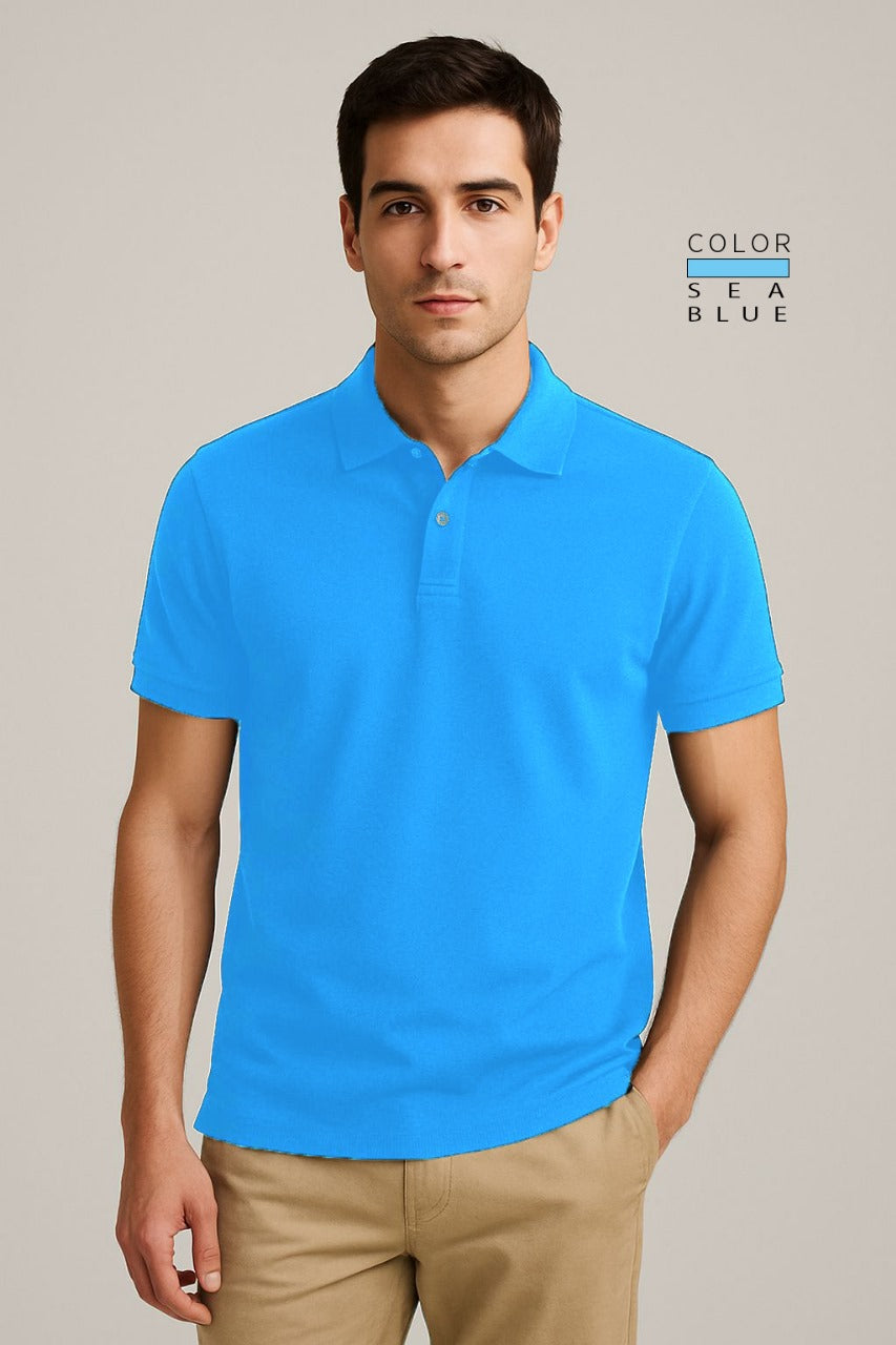POLO TEE - SEA BLUE