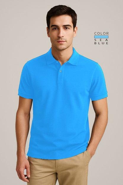 POLO TEE - SEA BLUE