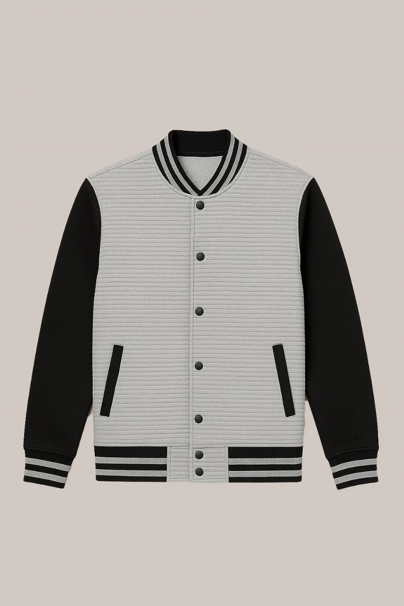 Baseball Jacket Line – Heather Grey & Black