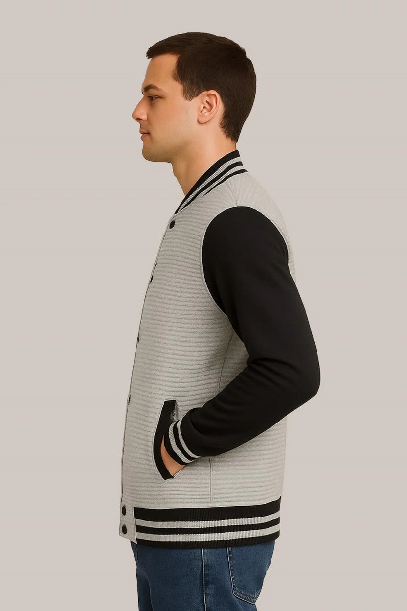 Baseball Jacket Line – Heather Grey & Black