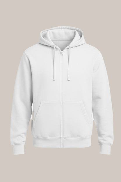 Men’s Classic White Zipper Hoodie – Everyday Comfort Collection