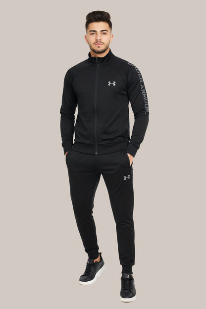 Men’s Black Sports Tracksuit – Full Zip Jacket & Slim Fit Joggers