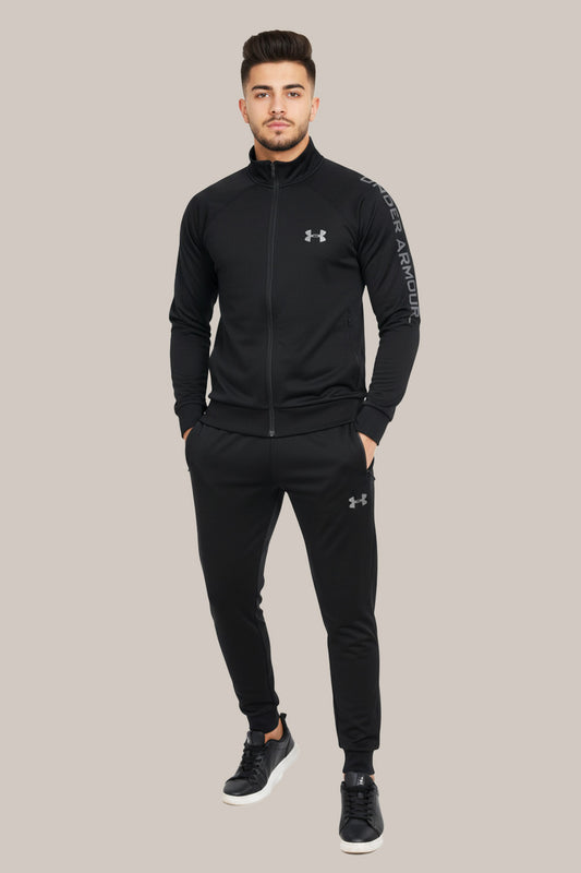 Men’s Black Sports Tracksuit – Full Zip Jacket & Slim Fit Joggers