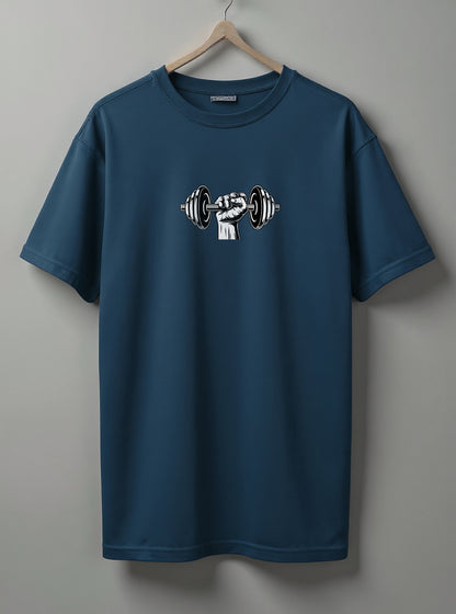 Stronger Drop Shoulder T-Shirt – Black, White & Blue