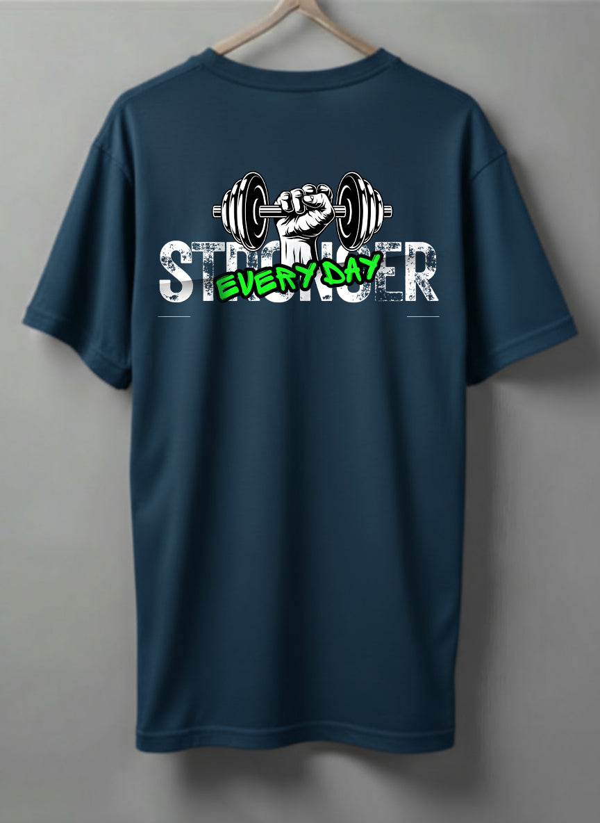 Stronger Drop Shoulder T-Shirt – Black, White & Blue