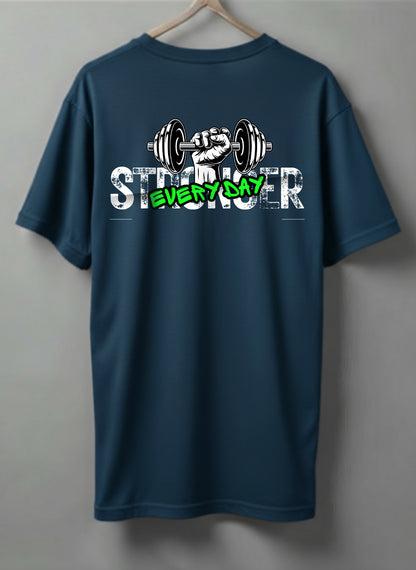 Stronger Drop Shoulder T-Shirt – Black, White & Blue