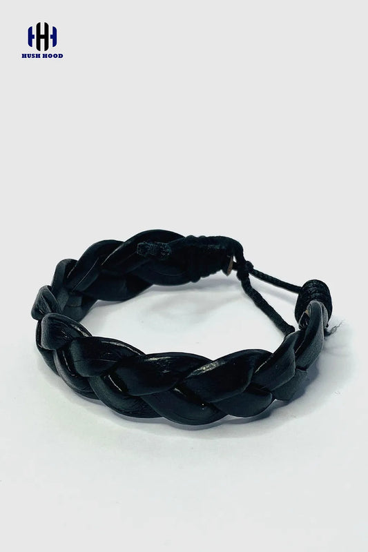 Braided Leather Bracelet Set – Adjustable Classic Style (Black)