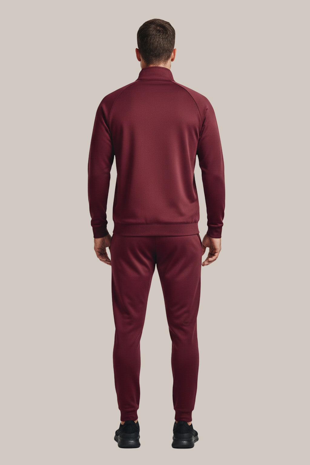 Men’s Maroon Sports Tracksuit – Full Zip Jacket & Slim Fit Joggers