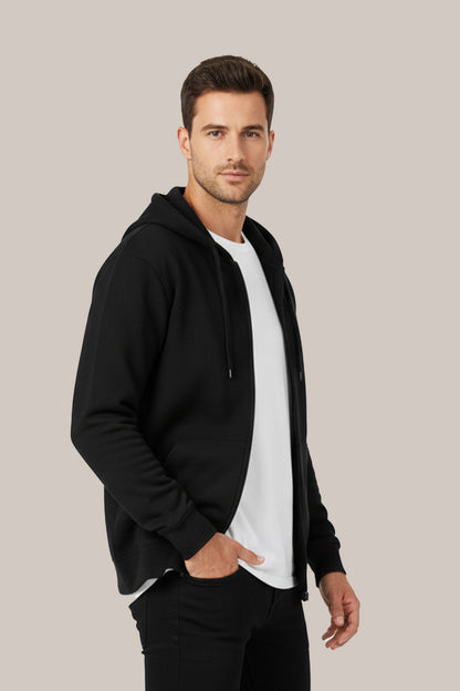 Men’s Classic Black Zipper Hoodie – Everyday Comfort Collection