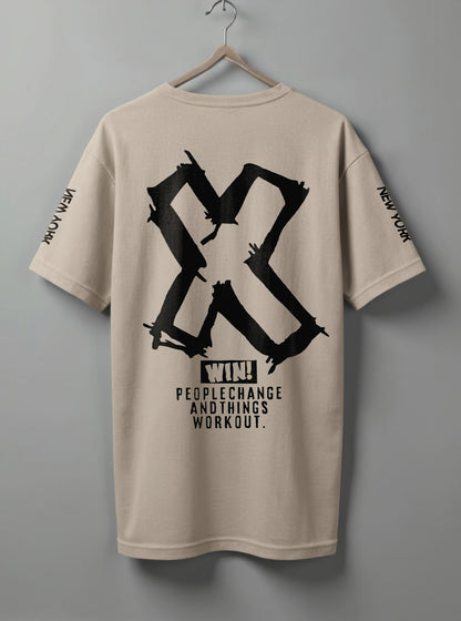 Win Oversized T-Shirt – Beige & White